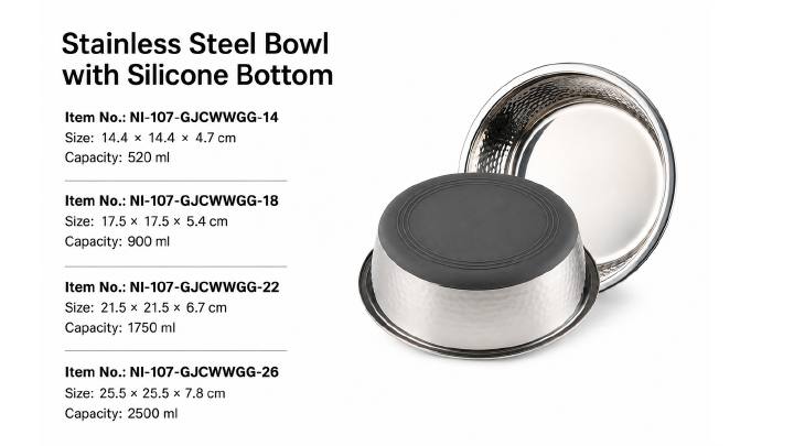 Stainless Steel Bowl with Silicone Bottom