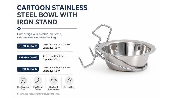 Cartoon Stainless Steel Bowl with Iron Stand