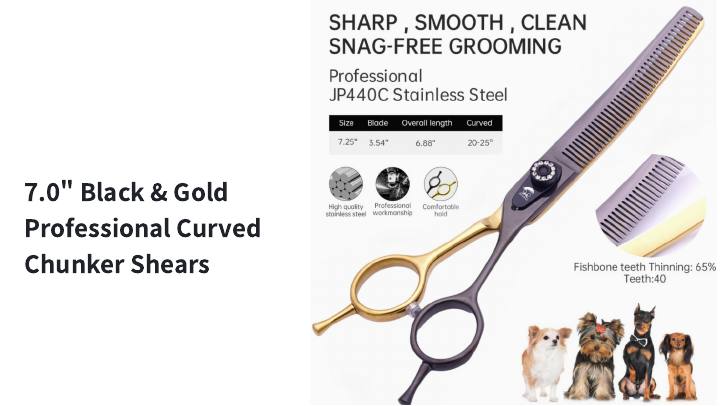 7-inch Black & Gold Curved Chunker Shears